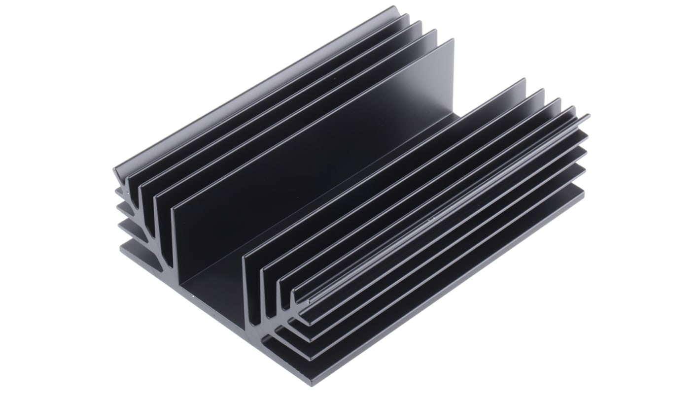 Disipador RS PRO de Aluminio Negro, 1.25°C/W, dim. 125 x 88 x 35mm, para usar con Aluminio Rectangular Universal