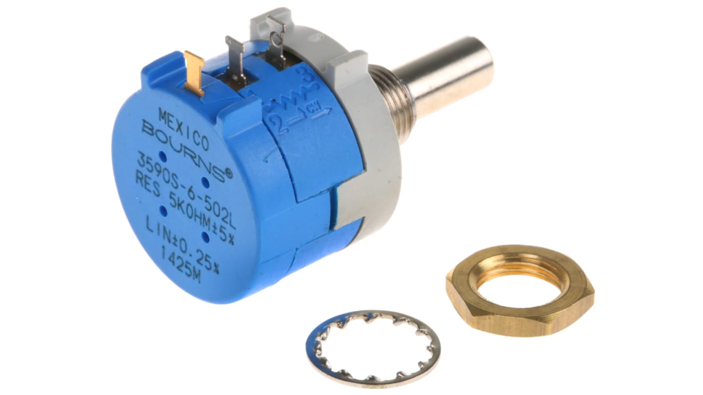 Bourns 5kΩ Rotary Potentiometer 1-Gang Panel Mount, 3590S-6-502L