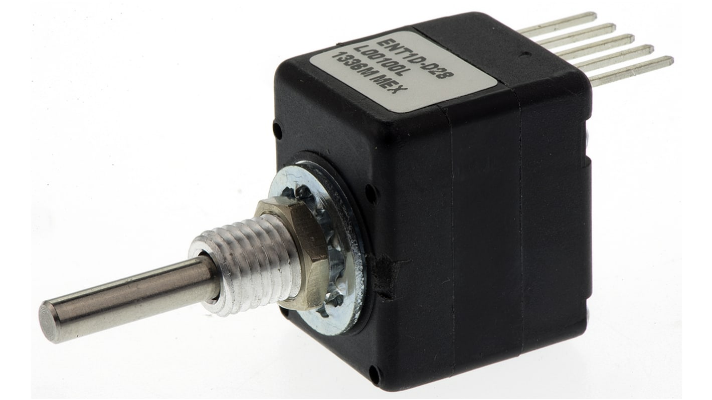 Bourns 5V dc 100 Pulse Optical Encoder with a 7.14 mm Plain Shaft, Bracket Mount, Axial PC Pin