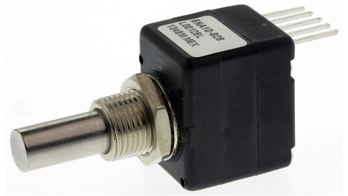 Encoder óptico Bourns, 128 Pulsos, 5V dc, eje de 6,342 mm, Montaje con Abrazadera, Liso, Terminación Contacto de PC
