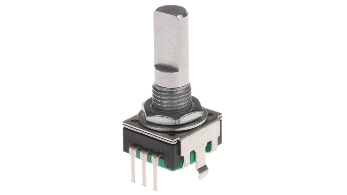 Bourns 24 Pulse Incremental Mechanical Rotary Encoder with a 6 mm Flat Shaft (Not Indexed), Through Hole