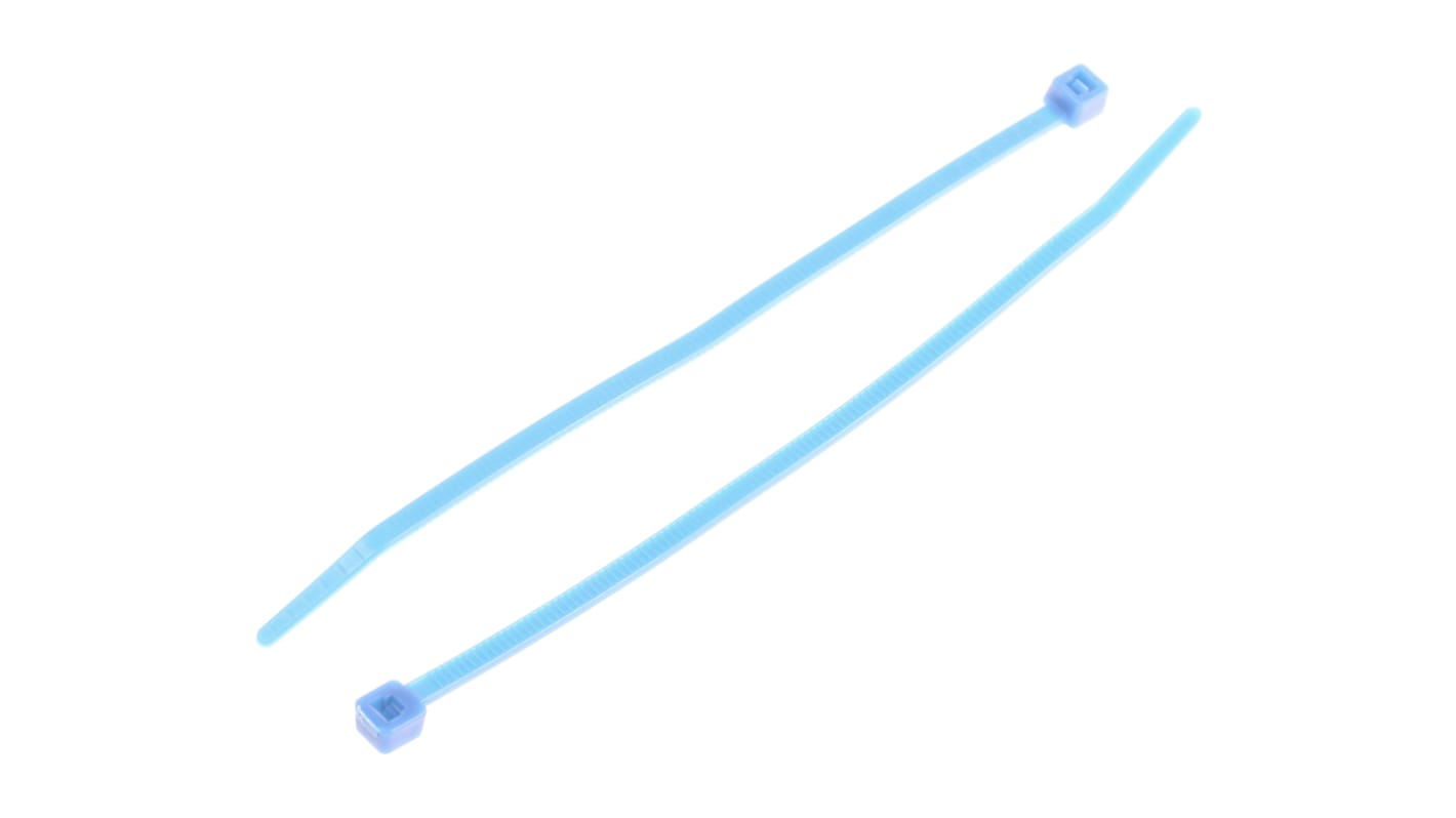 HellermannTyton Cable Tie, High Chemical Resistance, 100mm x 2.5 mm, Blue ETFE, Pk-100