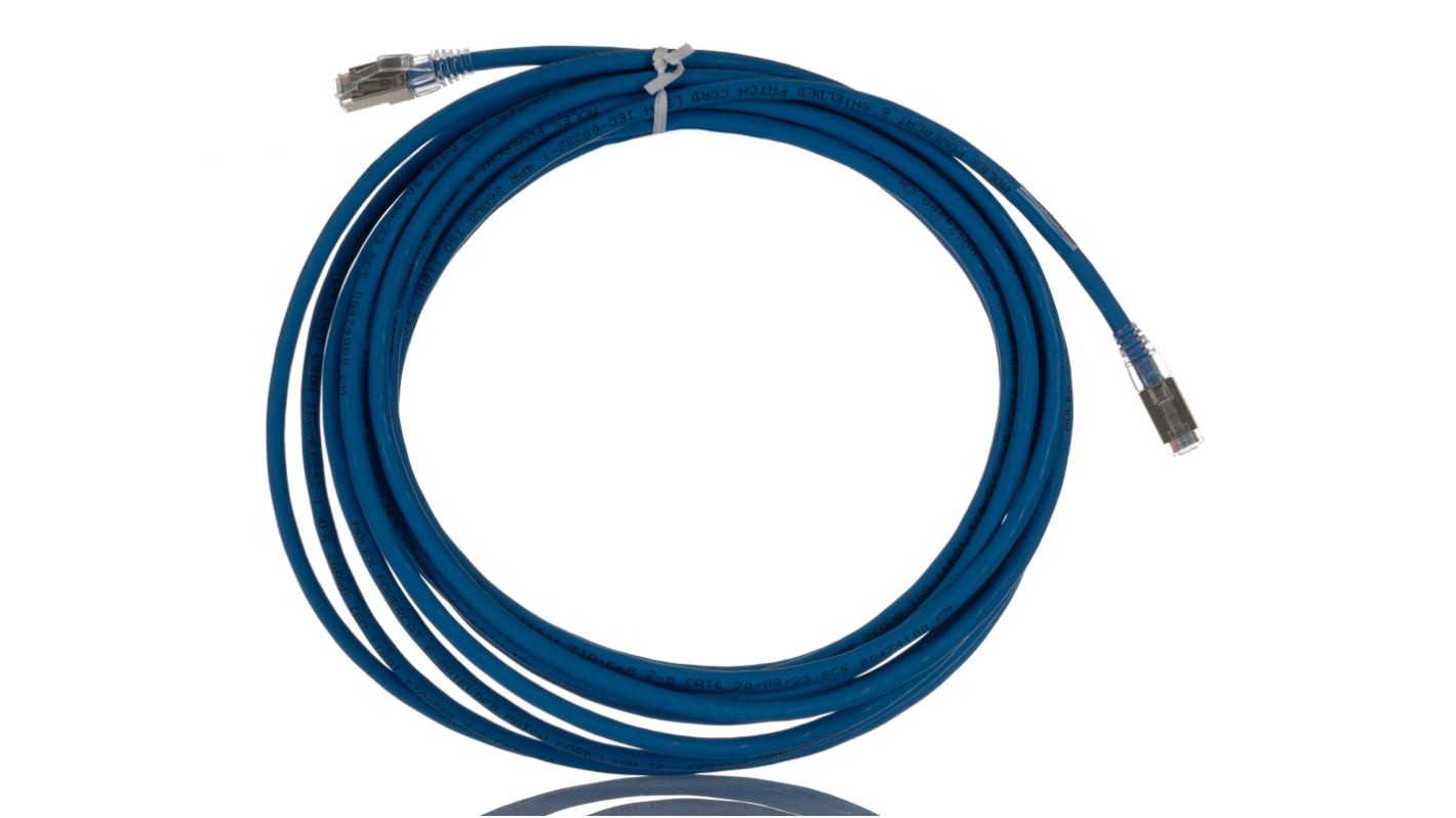 Molex Premise Networks Cat6 Straight Male RJ45 to Straight Male RJ45 Ethernet Cable, F/UTP, Blue LSZH Sheath, 7m