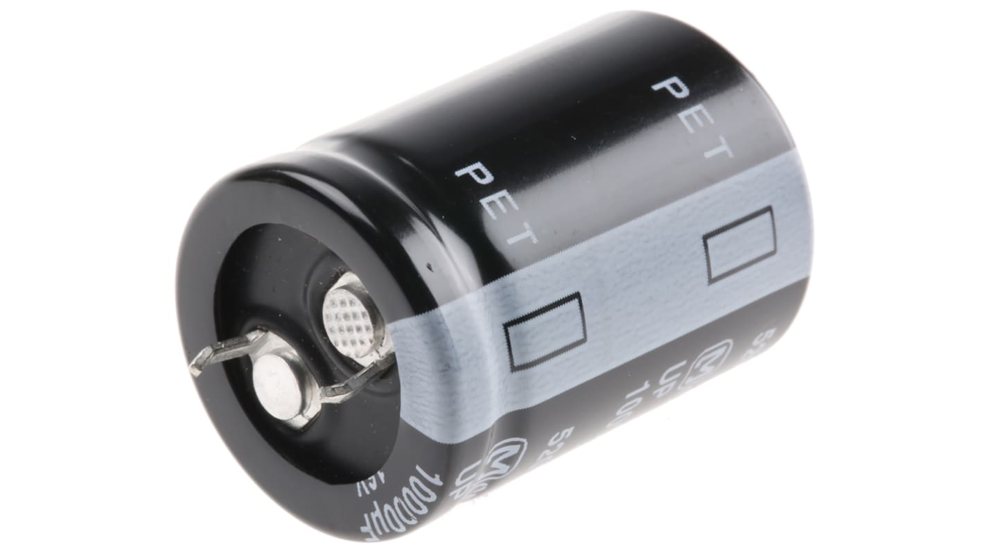 Condensador electrolítico Panasonic serie HA SNAP IN, 10000μF, ±20%, 16V dc, mont. pasante, 22 (Dia.) x 30mm, paso 10mm