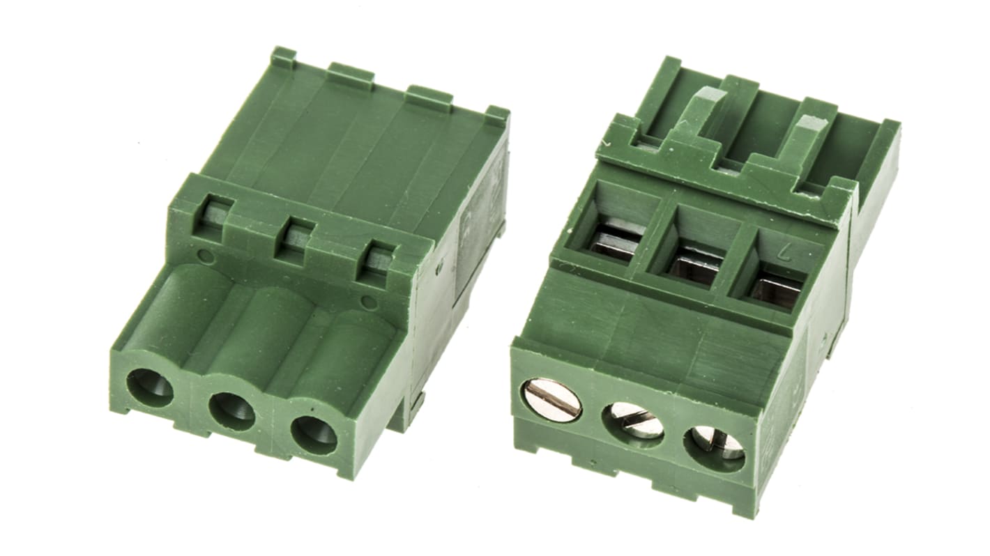 RS PRO 5.08mm Pitch 3 Way Pluggable Terminal Block, Plug, Cable Mount ...