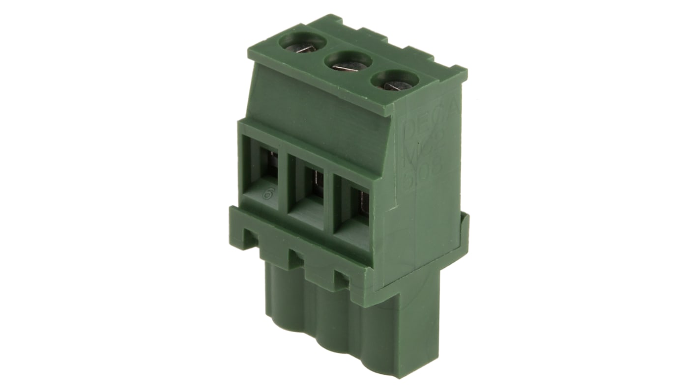 RS PRO 5.08mm Pitch 3 Way Pluggable Terminal Block, Plug, Cable Mount, Screw Termination