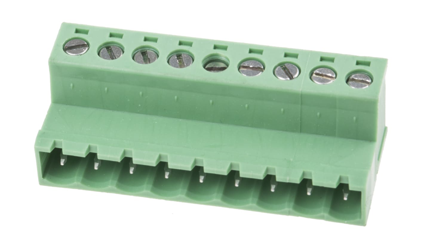 RS PRO 基板用端子台, 5.08mmピッチ , 1列, 9極, 緑