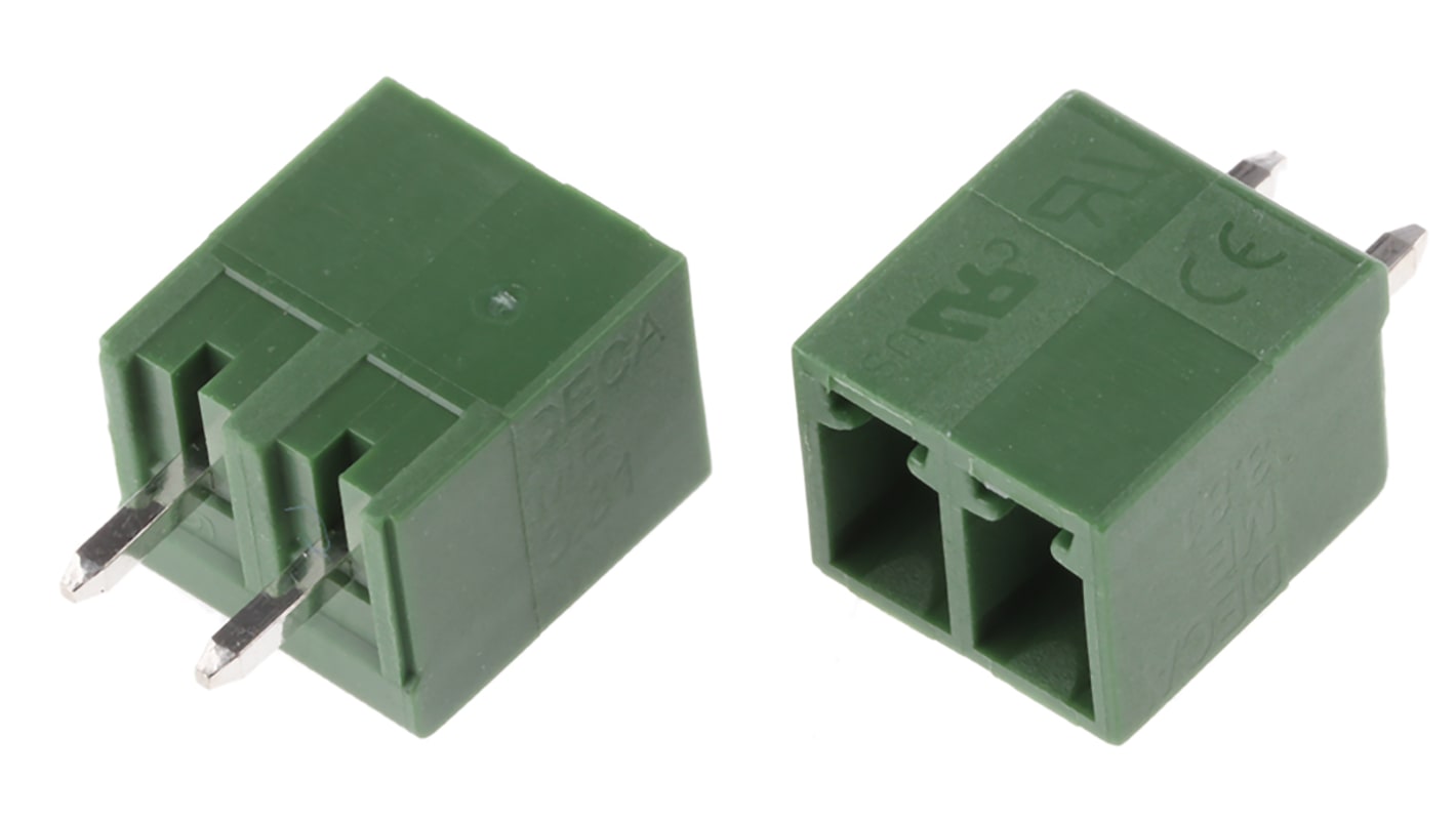 RS PRO Leiterplattenklemmleiste / Stecker Gerade, für Durchsteckmontage, 2-polig / 1-reihig, Raster 3.81mm