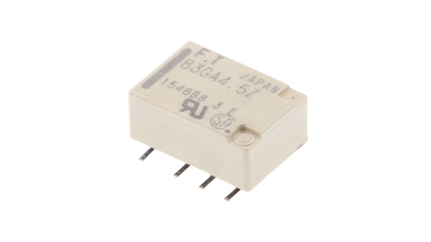 Relé de señal sin enclavamiento Fujitsu FTR-B3, DPDT, 4.5V dc, 2 A dc, 2 A ac, montaje en PCB, para