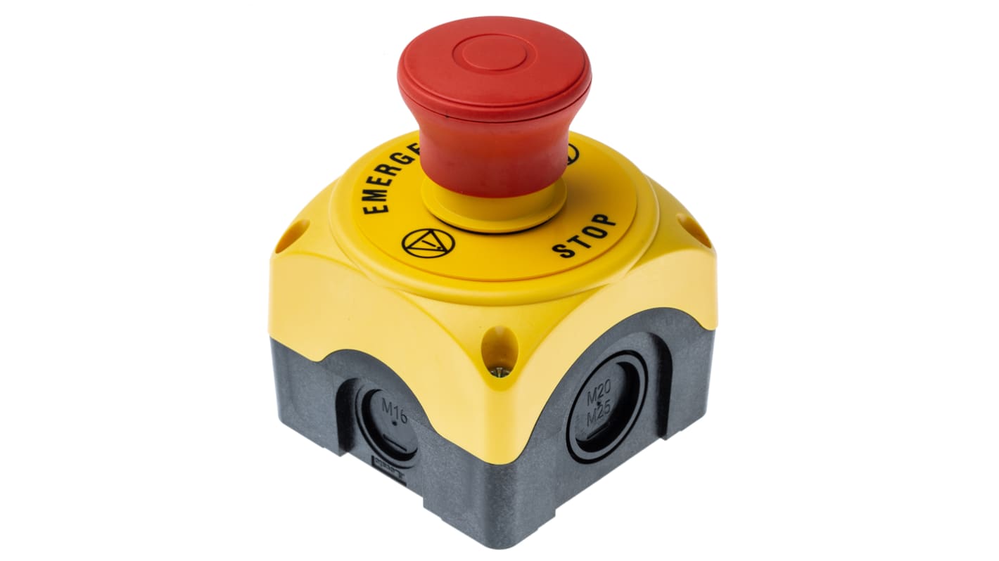 Lovato S1PY Series Pull Release Emergency Stop Push Button, Surface Mount, 1NC, IP66, IP67, IP69K