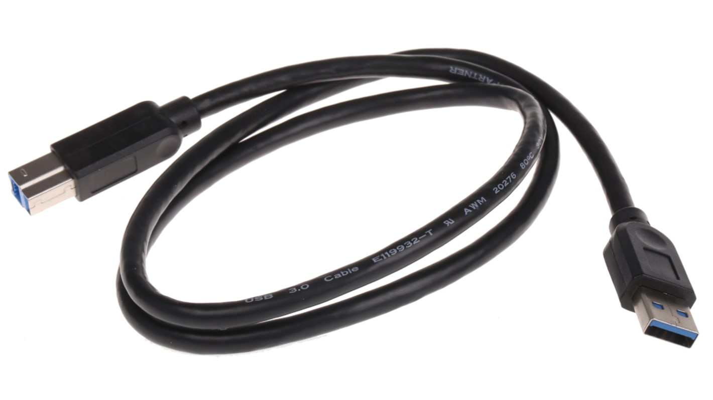 Roline USB-Kabel, USBA / USB B, 800mm USB 3.0 Schwarz