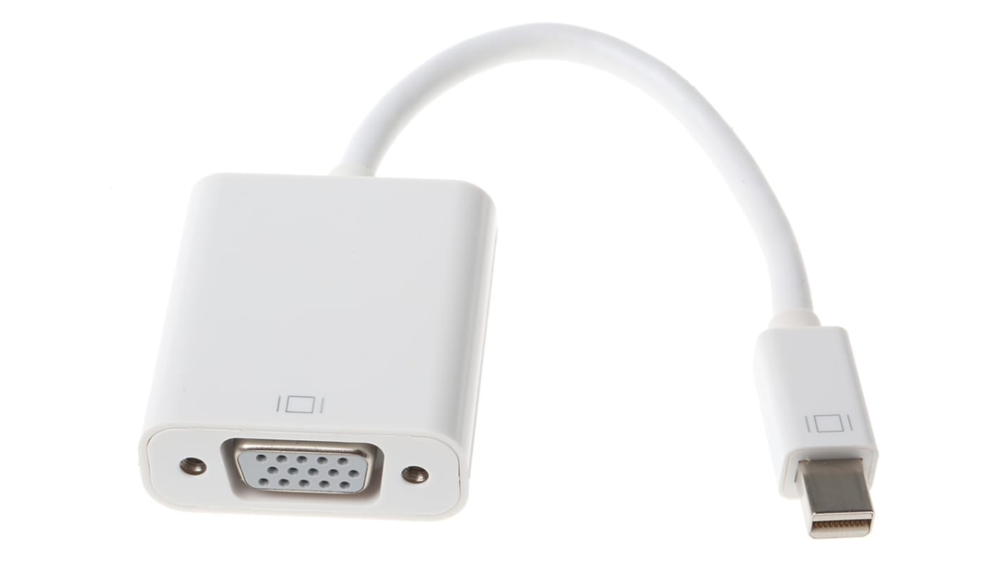 Câble DisplayPort Roline, DP mâle (port d'affichage) mini/ VGA M /F en 100mm Blanc