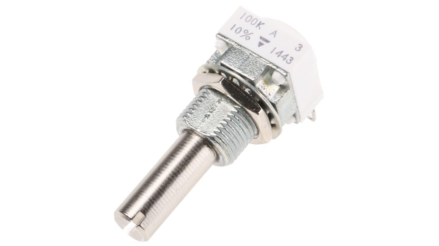 Vishay P11S, Tafelmontage  Dreh Potentiometer 100kΩ ±10% / 1W , Schaft-Ø 6 mm