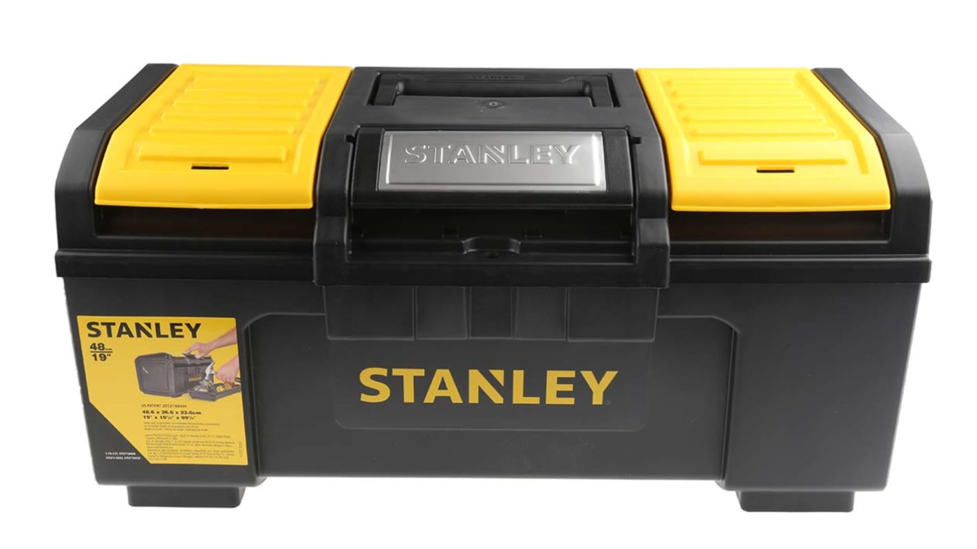 Caja de herramientas Stanley, Negro, amarillo, Plástico, Caja de  Herramientas, 2 cajones, 486 x 266 x 486mm