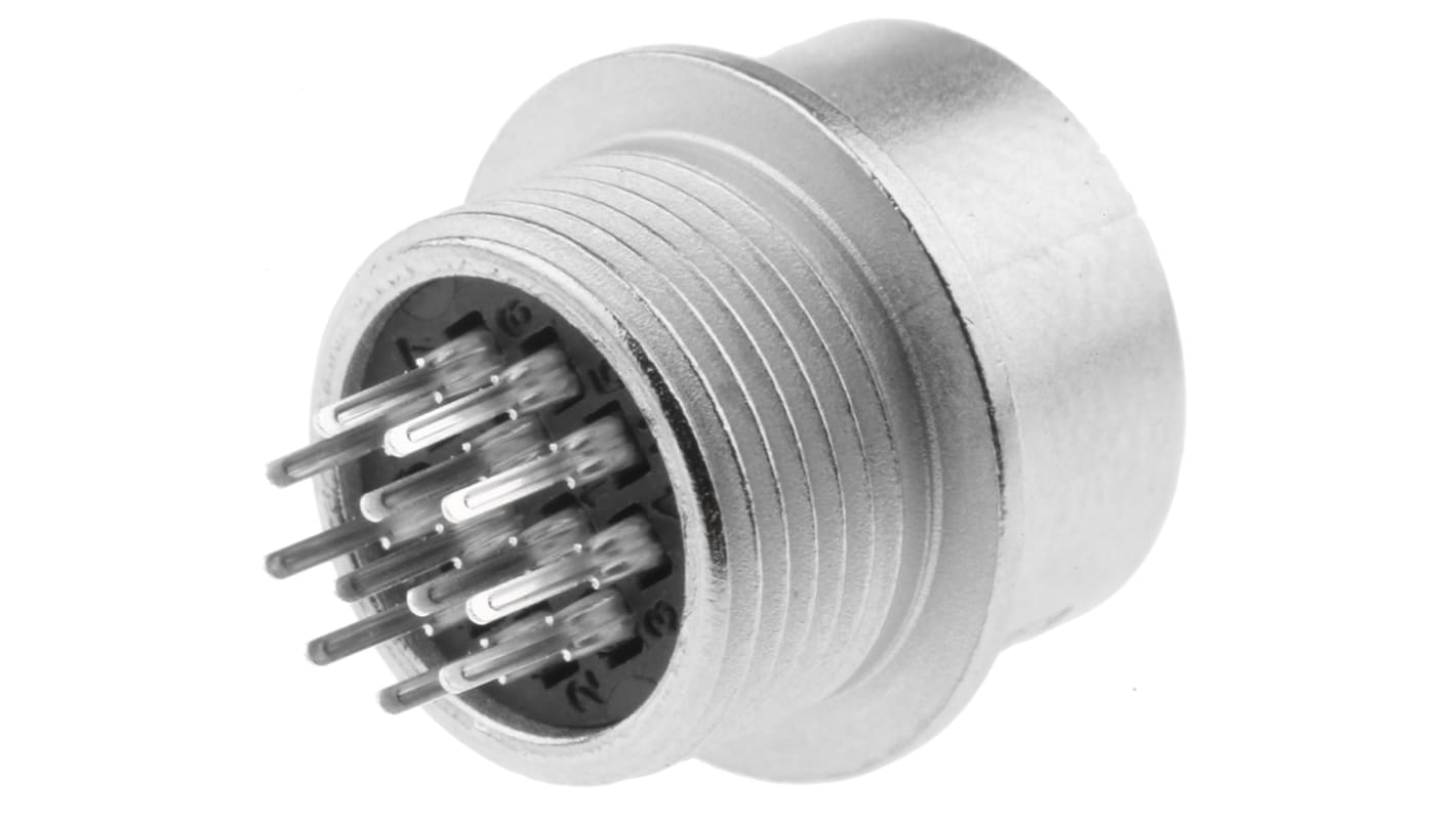 Hirose Circular Connector, 12 Contacts, Panel Mount, Through Hole, Socket, Female, HR10 Series