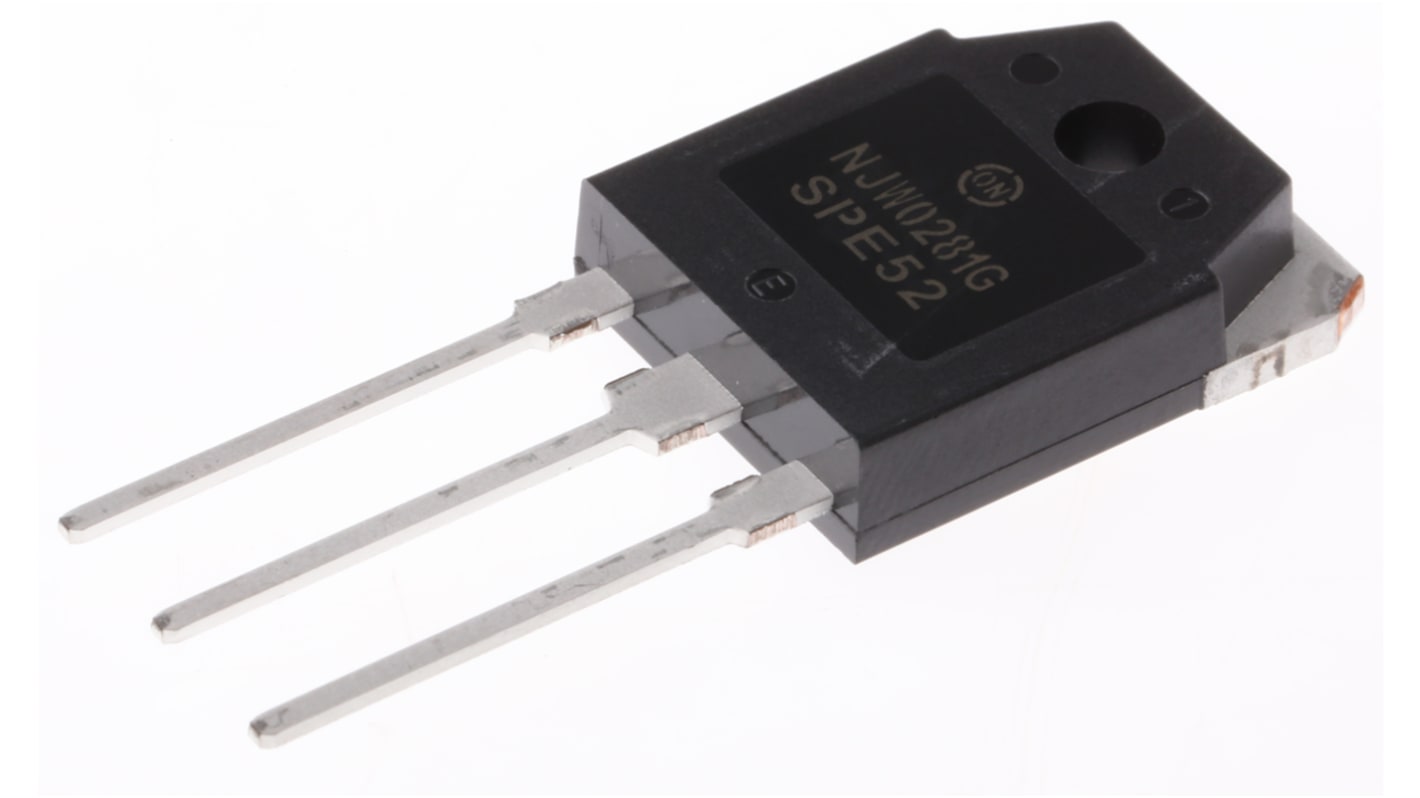 onsemi NJW0281G THT, NPN Transistor 250 V / 15 A 1 MHz, TO-3P 3-Pin