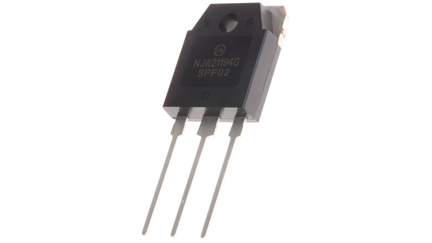 Transistor NPN onsemi, 3 Pin, TO-3P, 16 A, 250 V, , Montaggio su foro