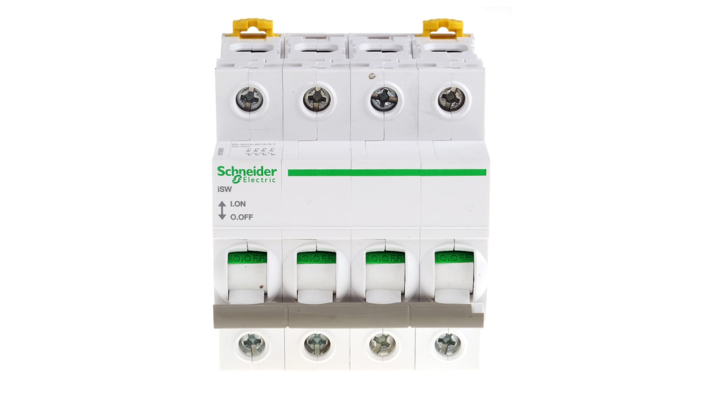 Interruttore di isolamento Schneider Electric A9S65491 serie iSW, 4P, 4 N/A, 100A, 415V, IP20