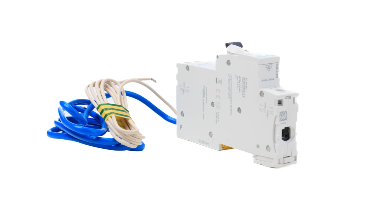 Schneider Electric RCBO, 20A Current Rating, 1P+N Poles, 30mA Trip Sensitivity, Acti 9 Range