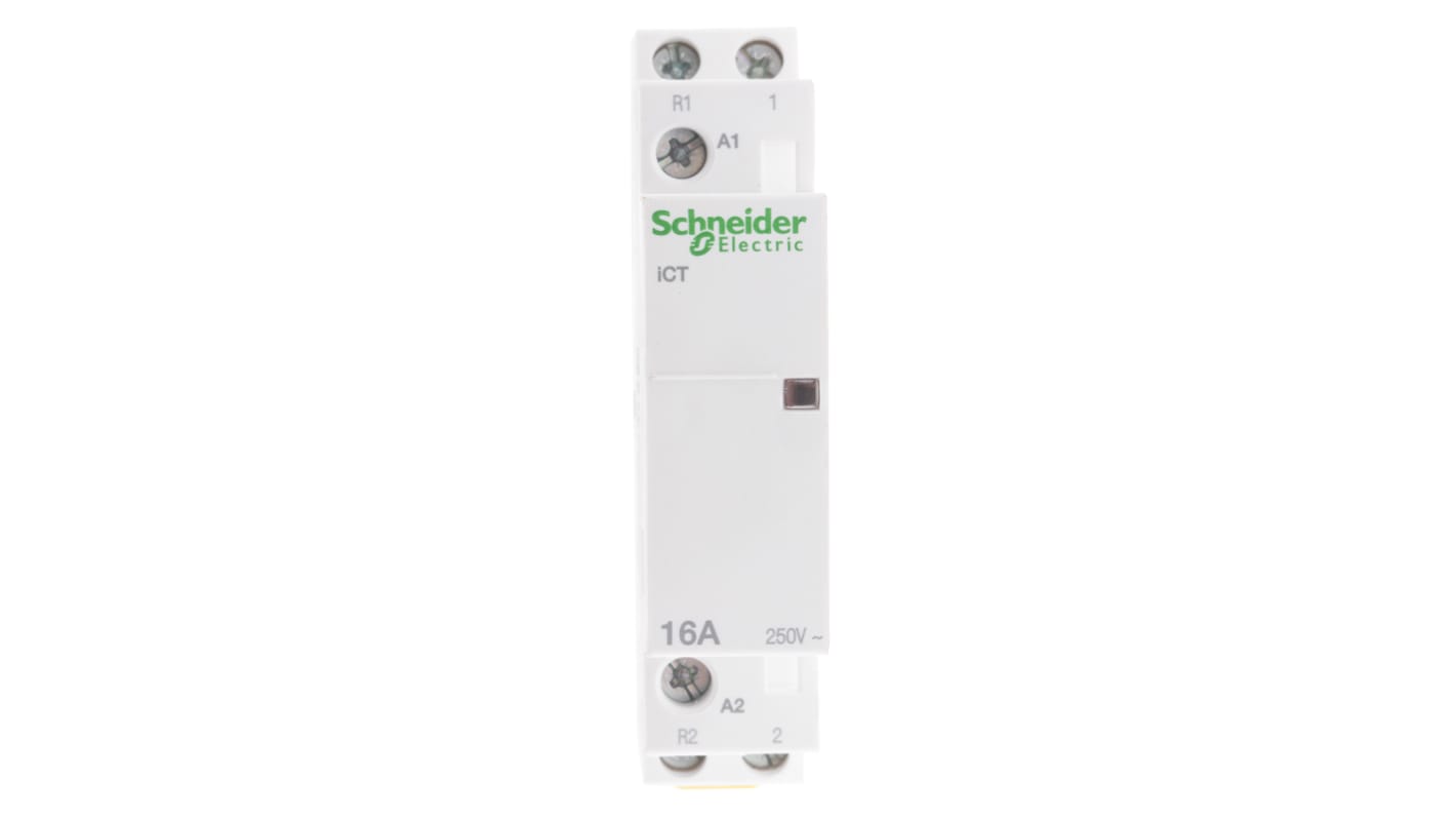 Schneider Electric iCT Series Contactor, 12 V ac Coil, 2-Pole, 16 A, 1NO + 1NC, 250 V ac