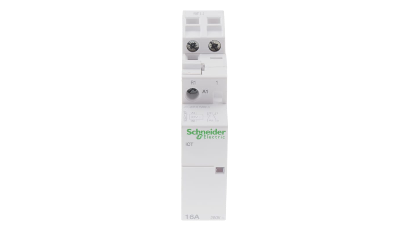 Contattore Schneider Electric, serie iCT, 2 poli, 1 NO + 1 NC, 16 A, bobina 24 V c.a.