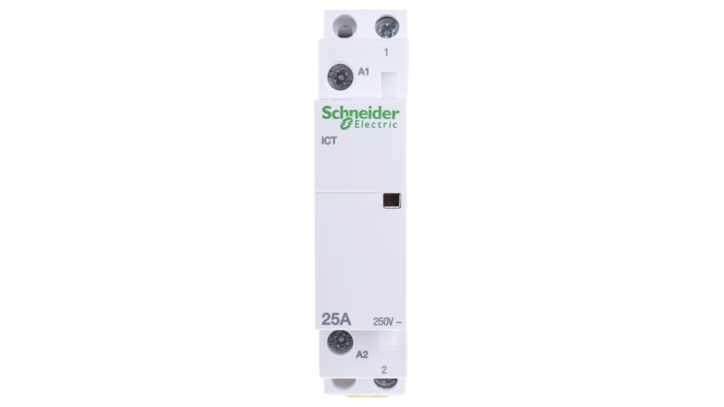 Schneider Electric iCT Series Contactor, 230 V ac Coil, 1-Pole, 25 A, 1NO, 250 V ac