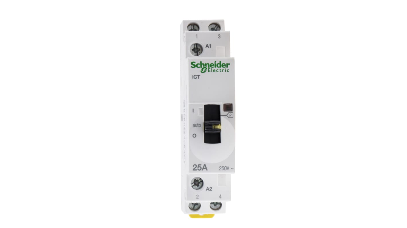 Schneider Electric iCT Series Contactor, 230 V ac Coil, 2-Pole, 25 A, 2NO, 250 V ac