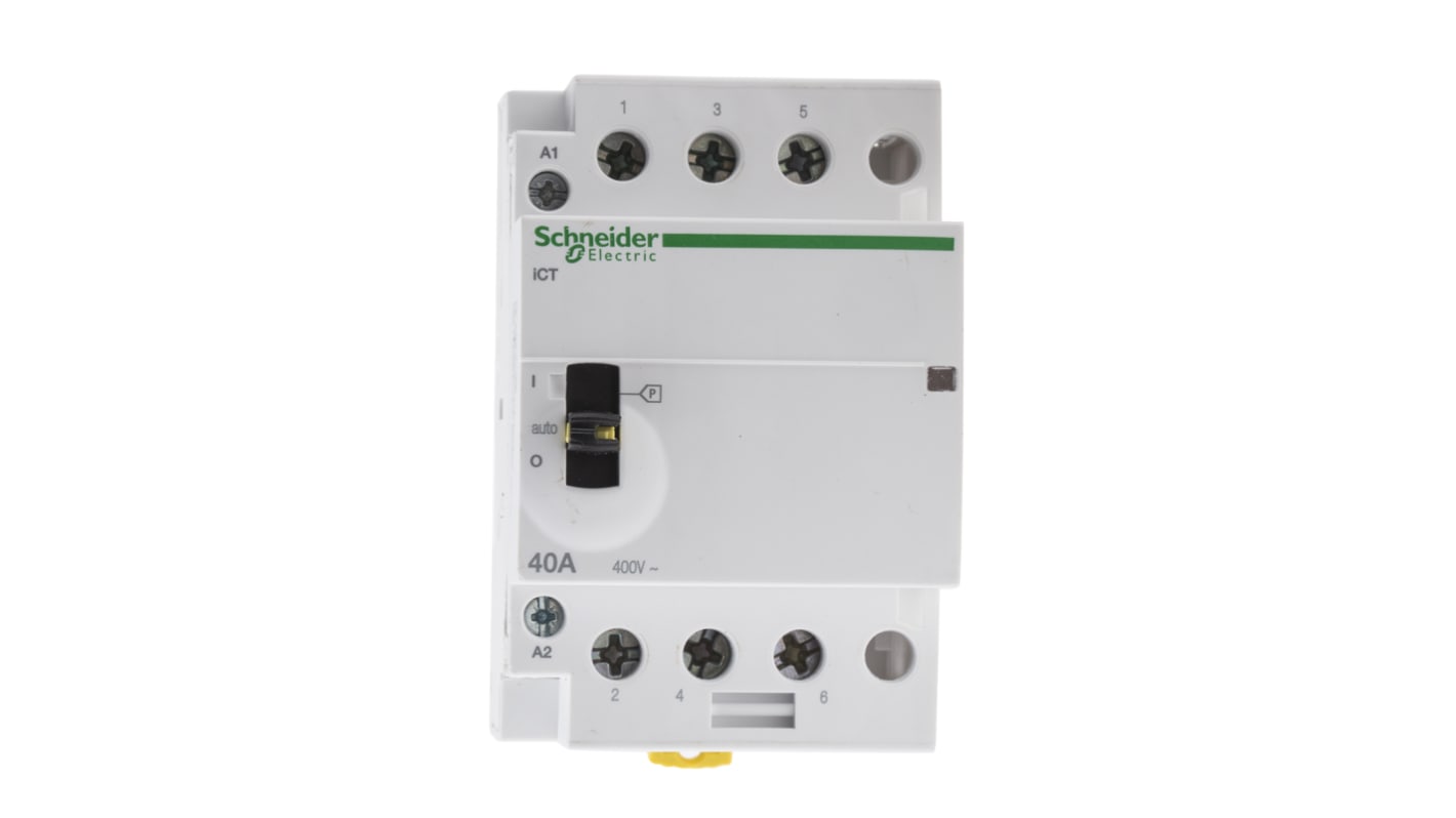 Schneider Electric iCT Series Contactor, 230 V ac Coil, 3-Pole, 40 A, 3NO, 400 V ac