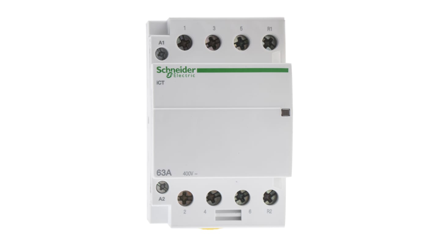 Schneider Electric iCT Series Contactor, 230 V ac Coil, 4-Pole, 63 A, 3NO + 1NC, 400 V ac