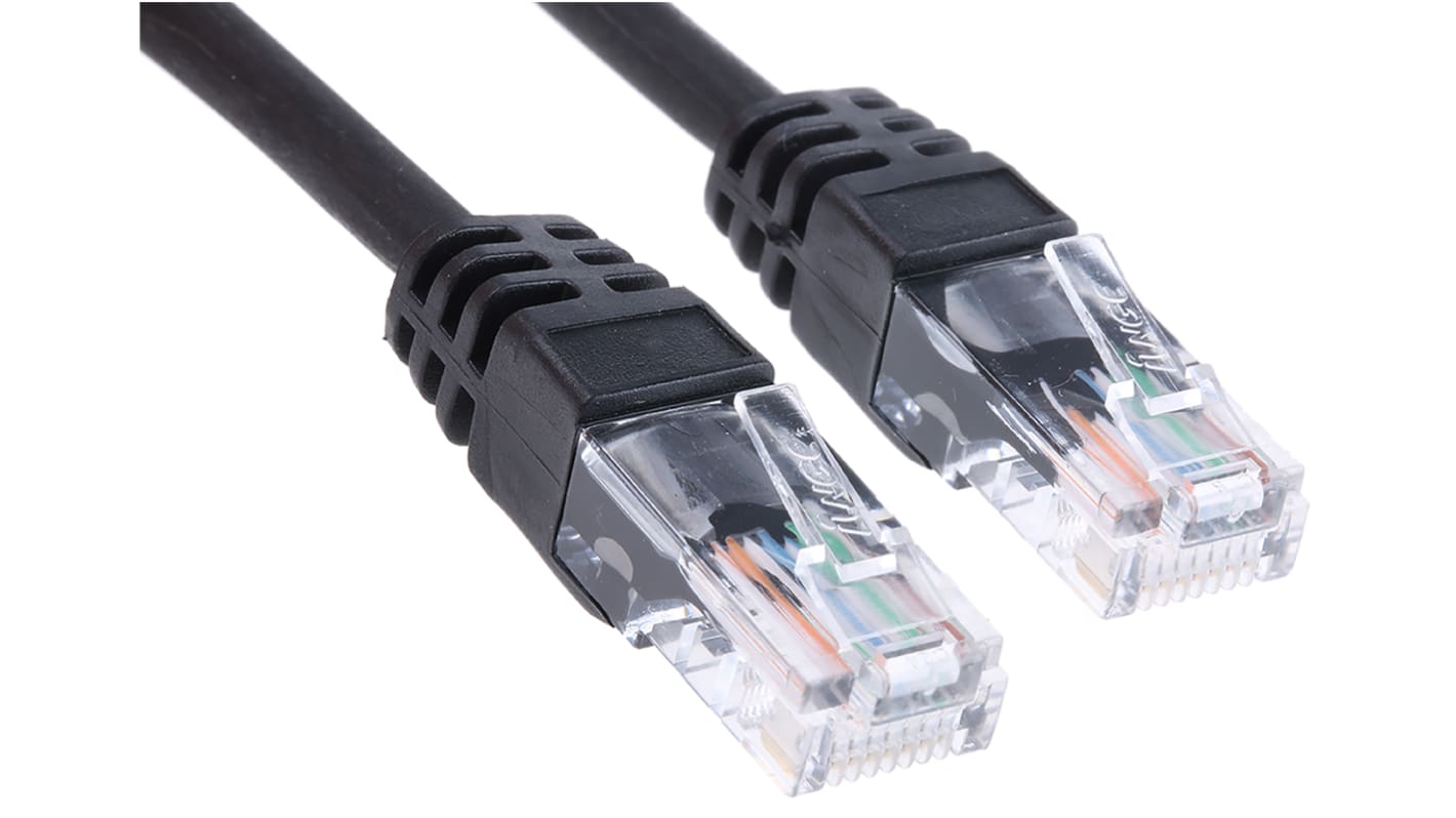 RS PRO Cat5e Male RJ45 to Male RJ45 Ethernet Cable, U/UTP, Black LSZH Sheath, 20m