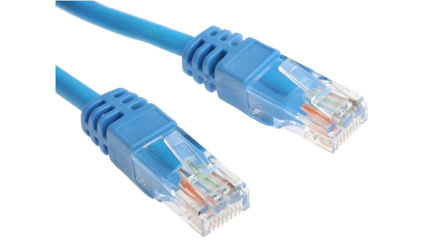 RS PRO Cat5e Male RJ45 to Male RJ45 Ethernet Cable, U/UTP, Blue LSZH Sheath, 30m