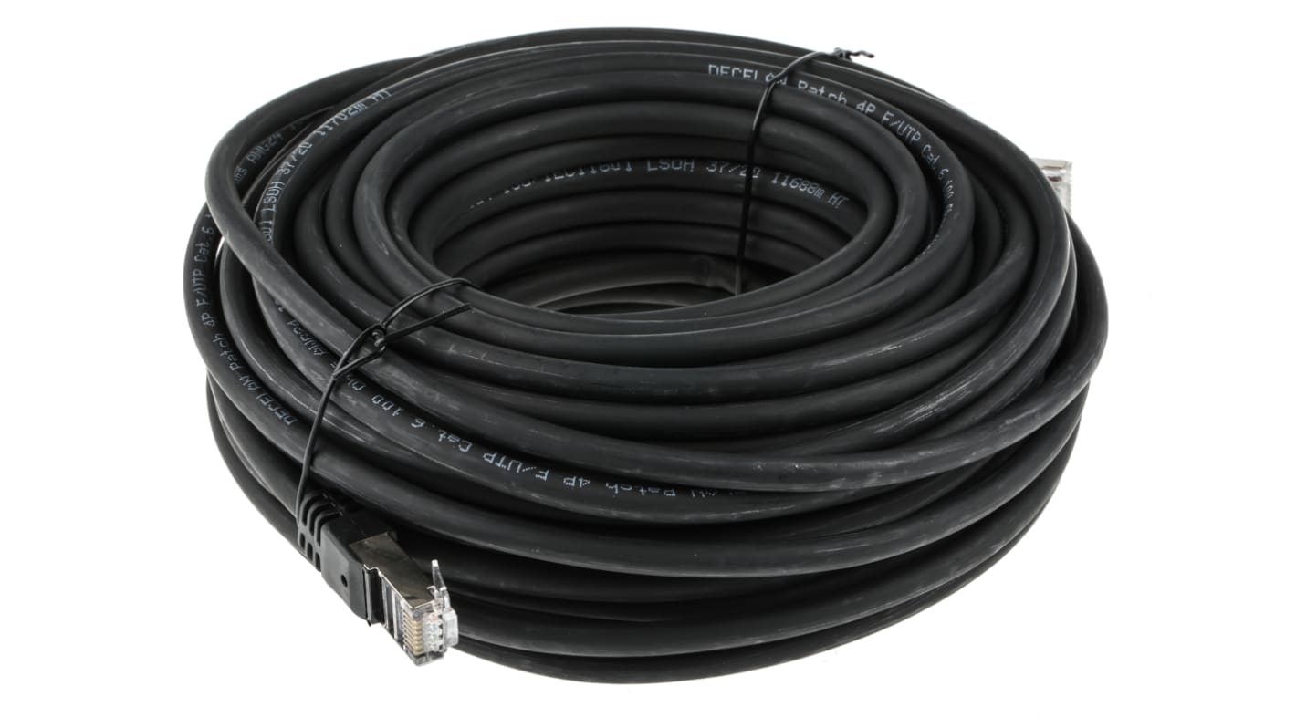 Cable Ethernet Cat6 F/UTP RS PRO de color Negro, long. 20m, funda de LSZH