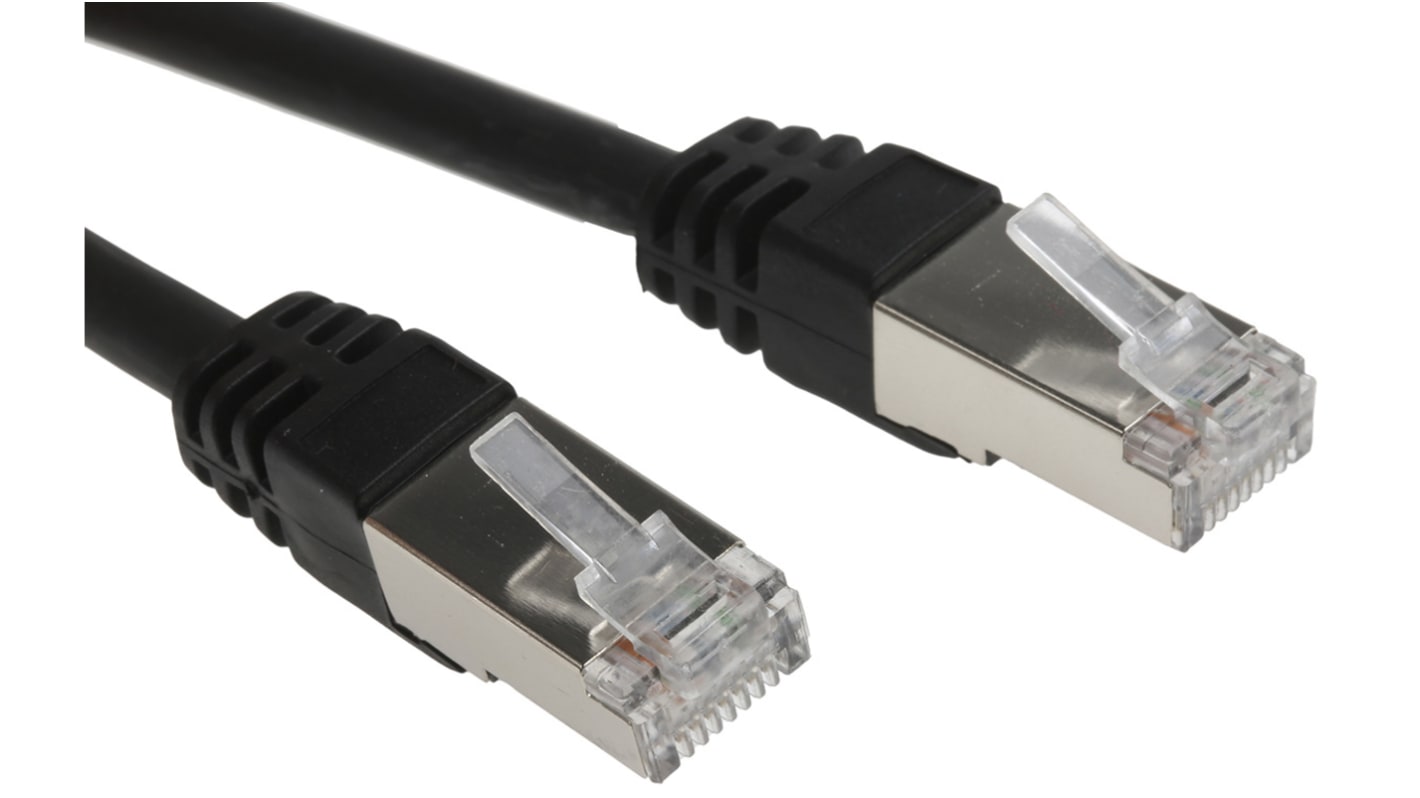 RS PRO Cat6 Male RJ45 to Male RJ45 Ethernet Cable, F/UTP, Black LSZH Sheath, 25m