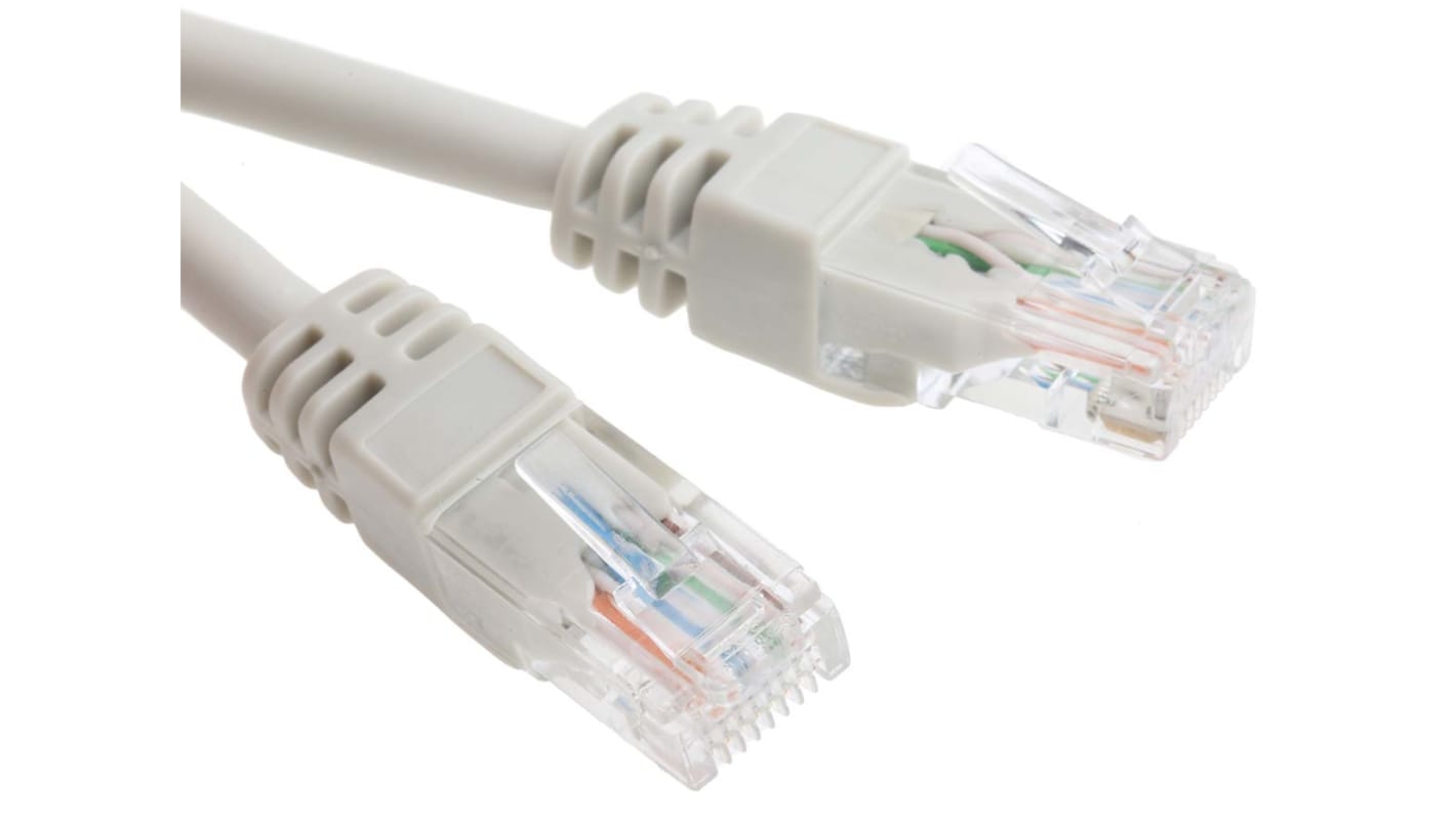 RS PRO Cat6 Male RJ45 to Male RJ45 Ethernet Cable, U/UTP, Grey LSZH Sheath, 15m