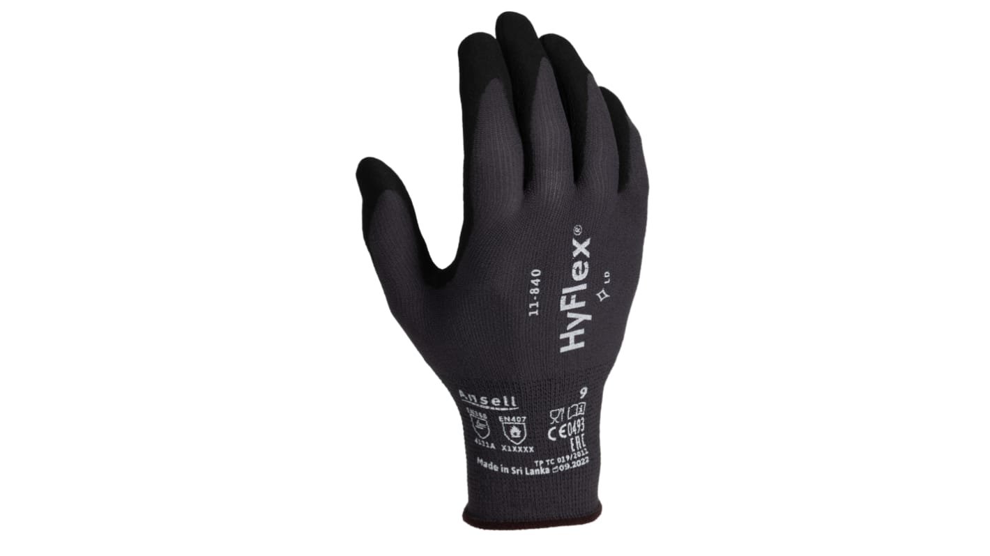 11840090 | Ansell HyFlex 11-840 Grey Nylon, Spandex General Purpose ...