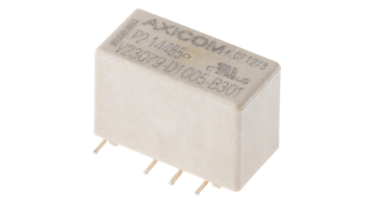 TE Connectivity Surface Mount Signal Relay, 5V dc Coil, 2A Switching Current, DPDT