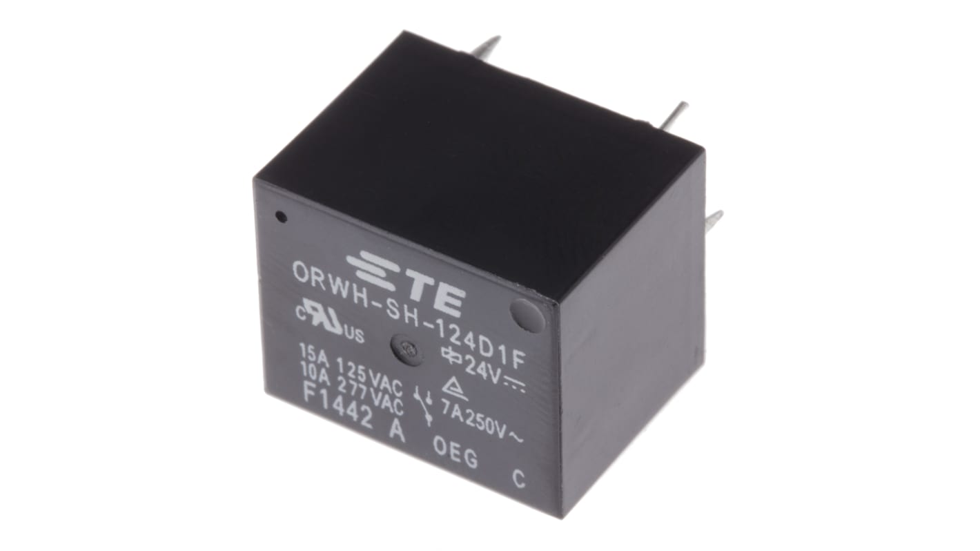 TE Connectivity PCB Mount Power Relay, 24V dc Coil, 10A Switching Current, SPDT