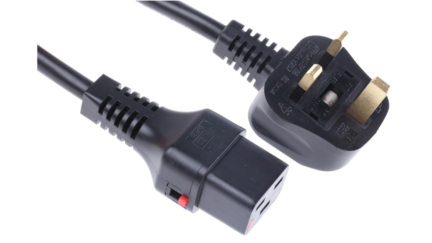 Schaffner IEC C19 Socket to Type G UK Plug Power Cord, 2m