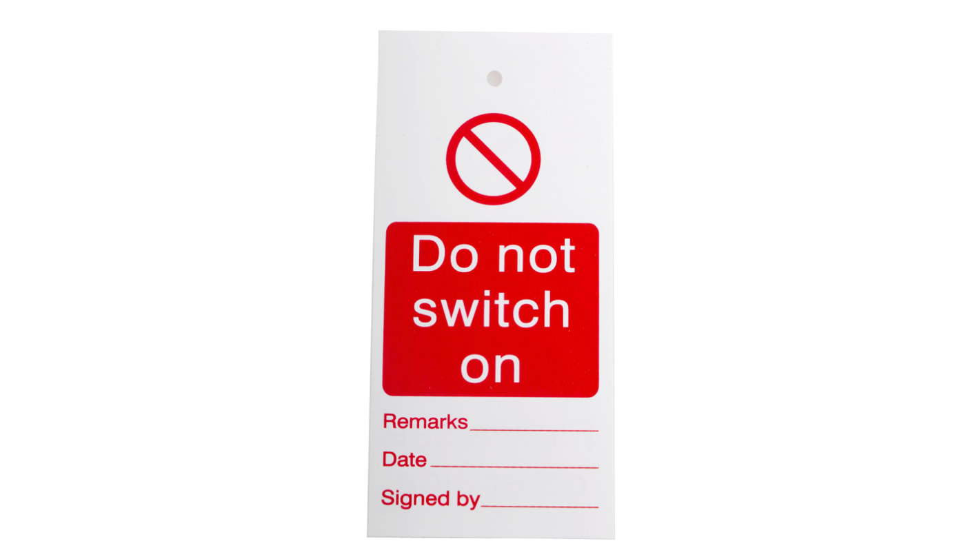 Indkoblingsspærring - mærkeseddel 'Do Not Switch On'