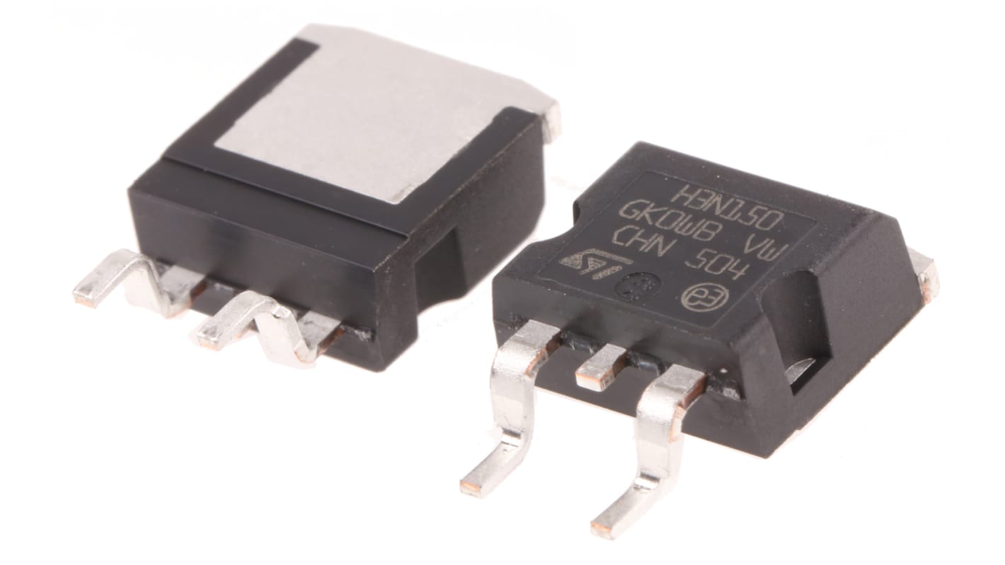 STMicroelectronics Nチャンネル MOSFET1500 V 2.5 A 表面実装 パッケージH2PAK-2 3 ピン