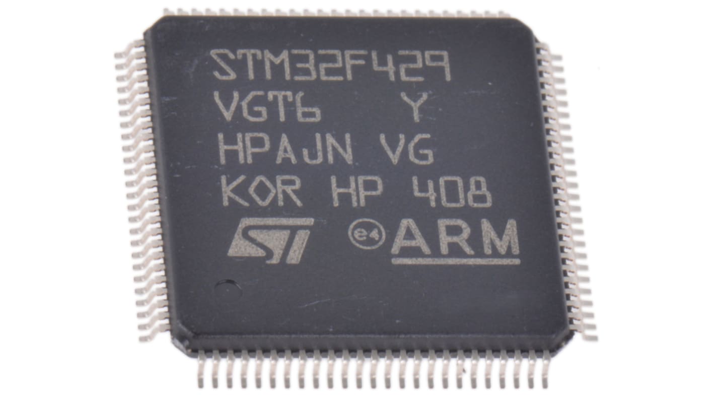 Microcontrolador STMicroelectronics STM32F429VGT6, núcleo ARM Cortex M4 de 32bit, RAM 256 kB, 180MHZ, LQFP de 100 pines