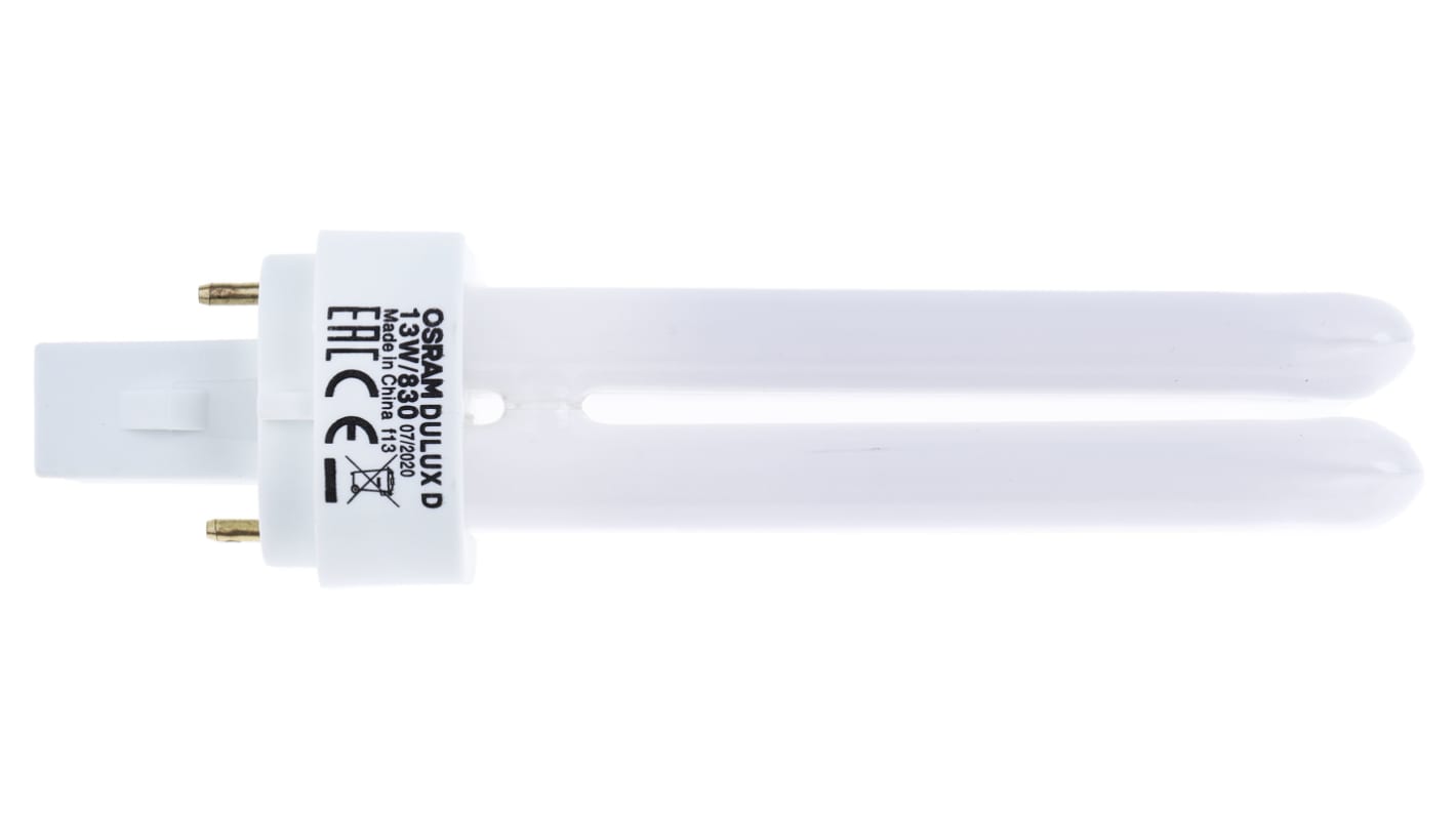 Lampadina fluorescente Osram con base G24d-1, 13 W, 3000K (Bianco caldo), forma A 4 tubi