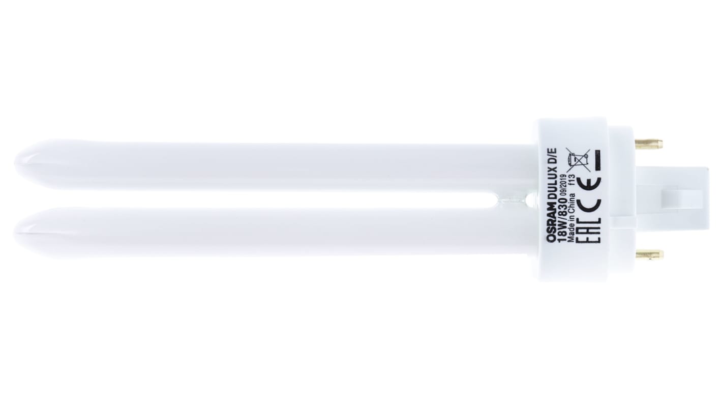 Ampoule fluocompacte G24q-2, 18 W, 3000K, Forme Quadruple tube, Blanc chaud