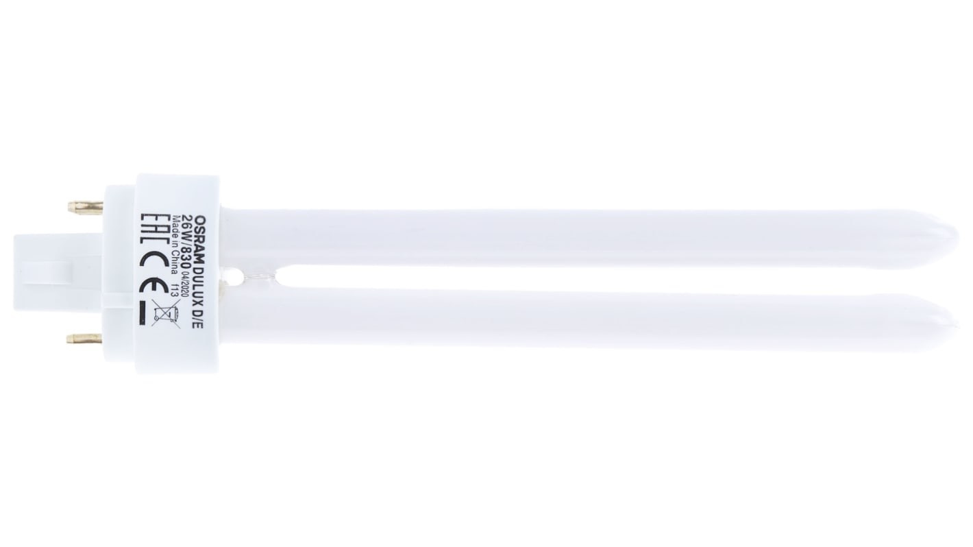 Lampadina fluorescente Osram con base G24q-3, 26 W, 3000K (Bianco caldo), forma A 4 tubi