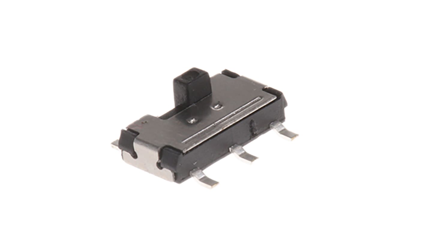 Interruptor de actuador deslizante DPDT, On-On-On, 100 mA a 12 V dc, Montaje en PCB