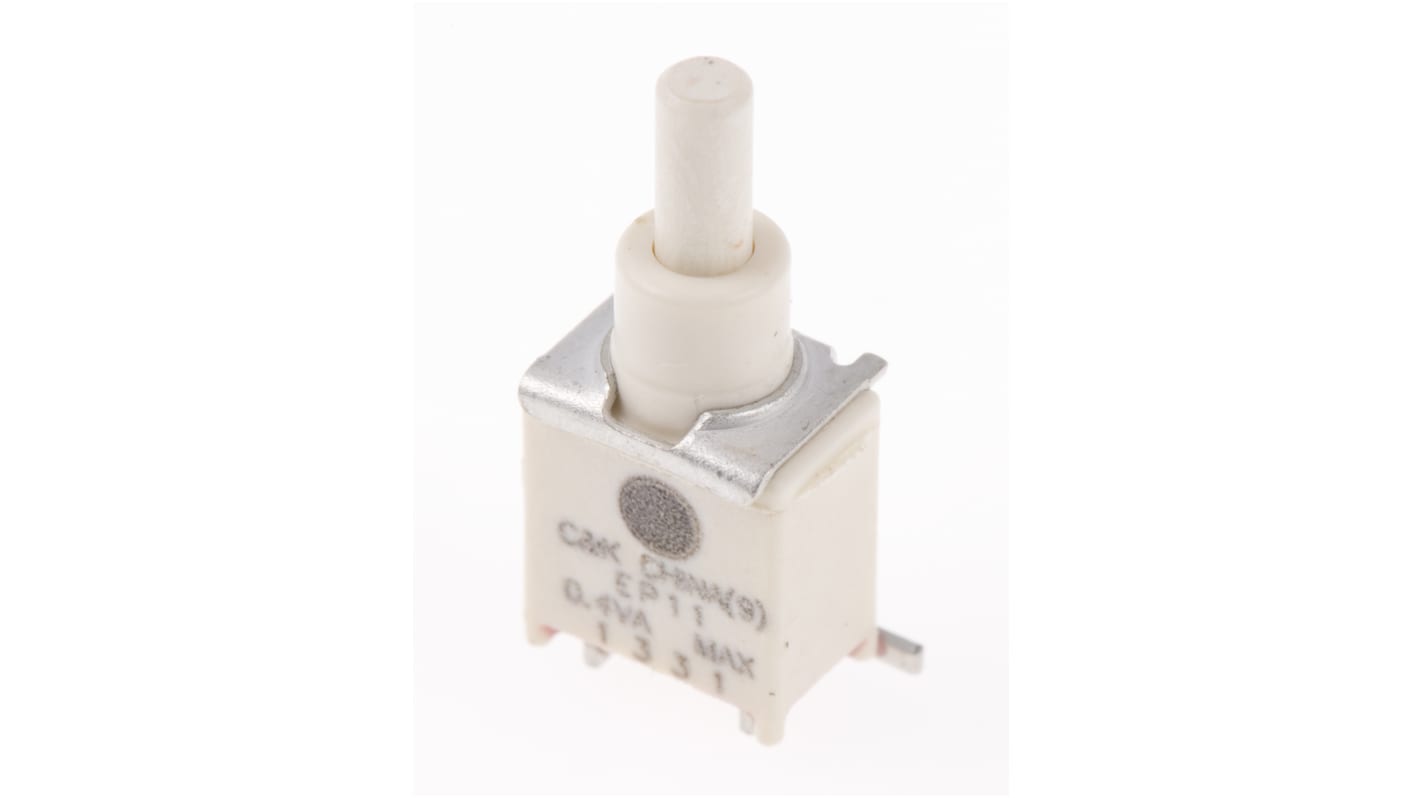 Interruptor de Botón Pulsador En Miniatura C & K, SPST, acción momentánea, 400 mA a 20 V, PCB, IP57