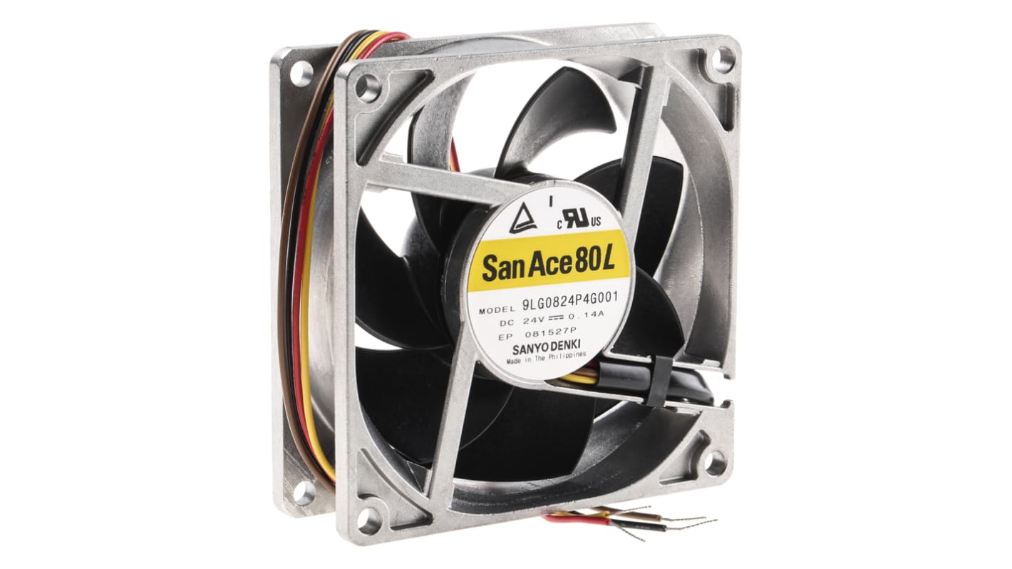 Sanyo Denki San Ace 9LG Series Axial Fan, 24 V dc, DC Operation, 92m³/h, 3.36W, 140mA Max, 80 x 80 x 25mm