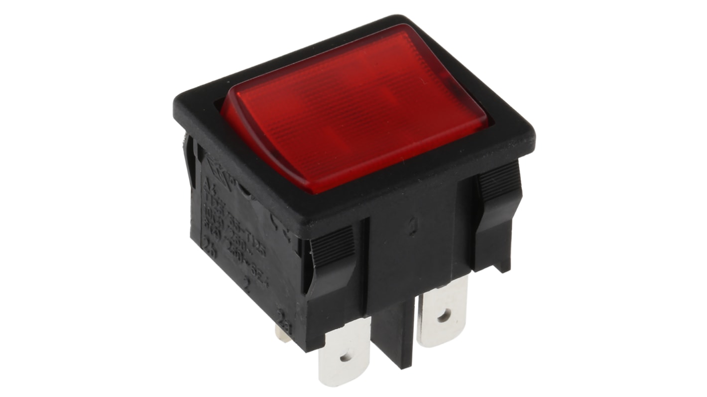 Molveno Illuminated DPST, On-None-Off Rocker Switch Panel Mount