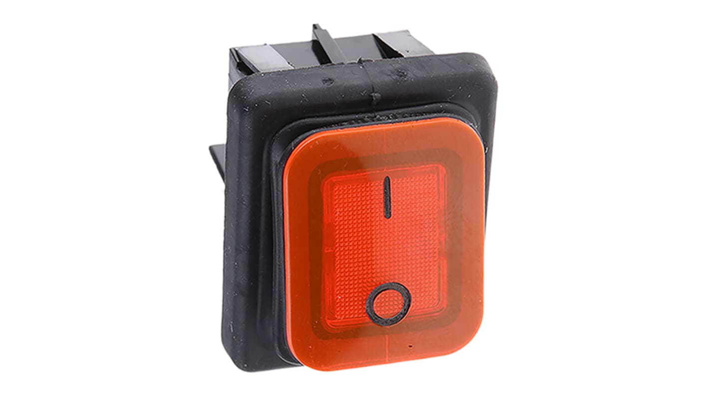 Molveno Illuminated DPST, On-None-Off Rocker Switch Panel Mount