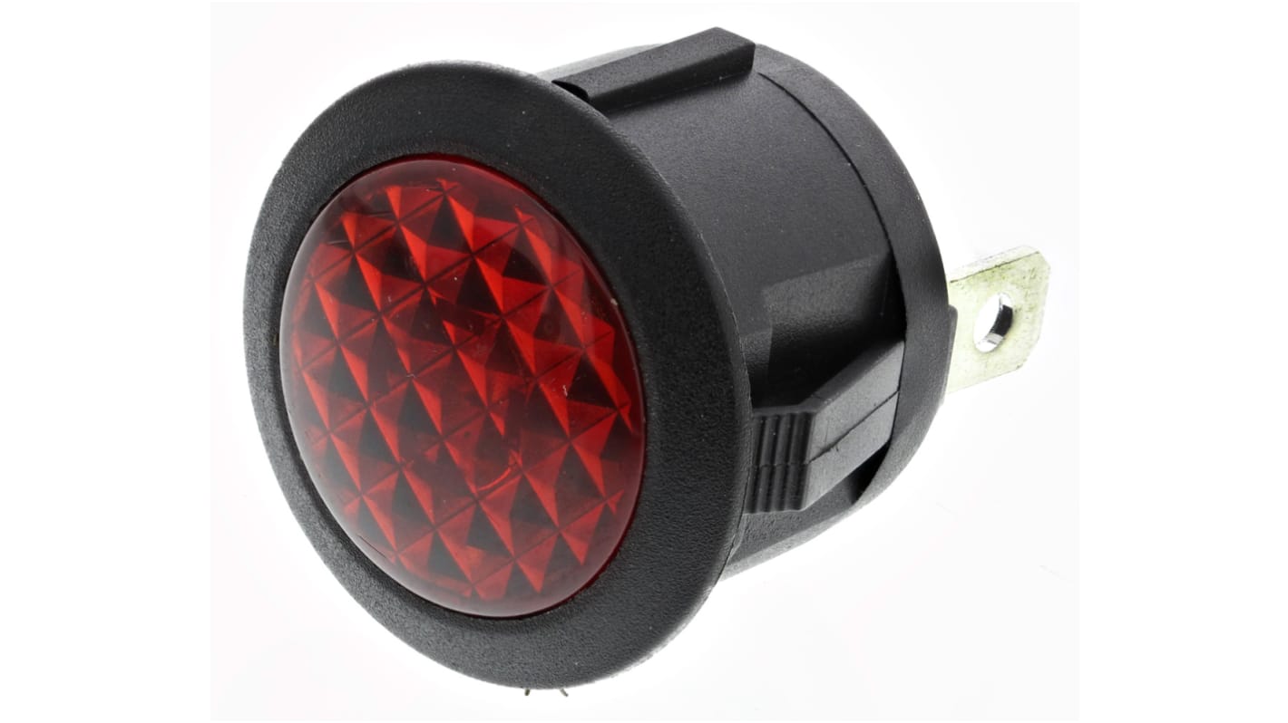 RS PRO Red Panel Mount Indicator, 220V ac, 20.8mm Mounting Hole Size, FASTON Termination